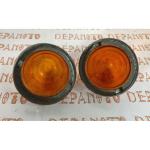 Cabochons de feu orange en verre la paire